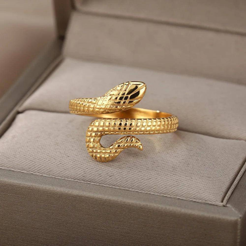 Snake Ring Stainless Steel Tarnish Free Collection - Tarot Treasures
