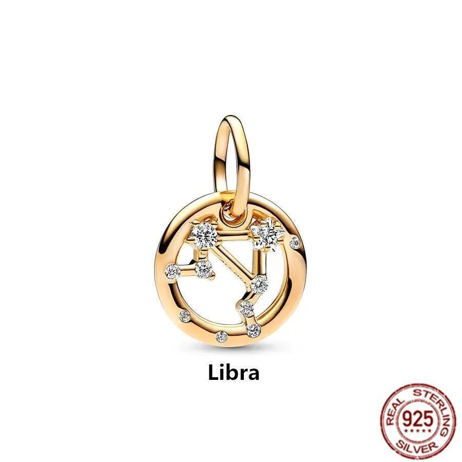 925 Sterling Silver Gold Plated Zodiac Sign Dangle Charm - Tarot Treasures