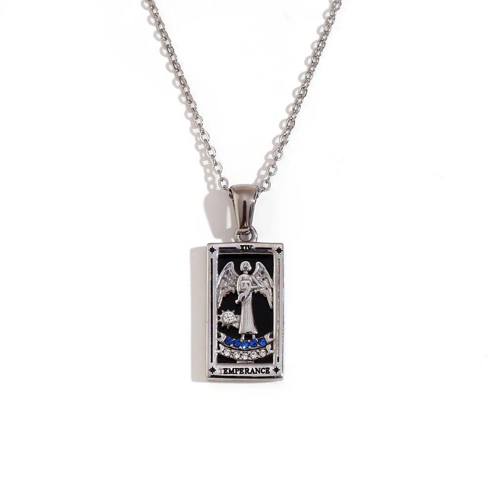 18k Gold Plated Tarot Card Stainless Steel Tarnish Free Pendant Necklaces - Tarot Treasures