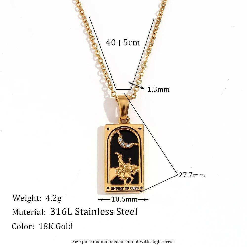 18k Gold Plated Tarot Card Stainless Steel Tarnish Free Pendant Necklaces - Tarot Treasures