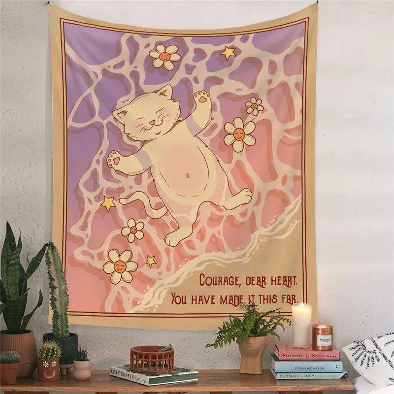 Enchanting Sun Moon Cat Tapestries One Size 75x58CM - Tarot Treasures