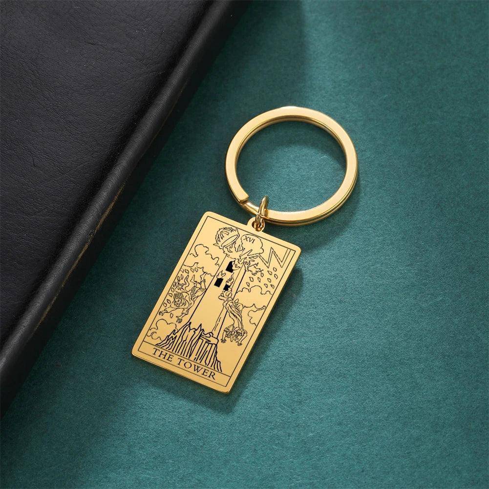 Classic Tarot Card Stainless Steel Tarnish Free Keychains - Tarot Treasures