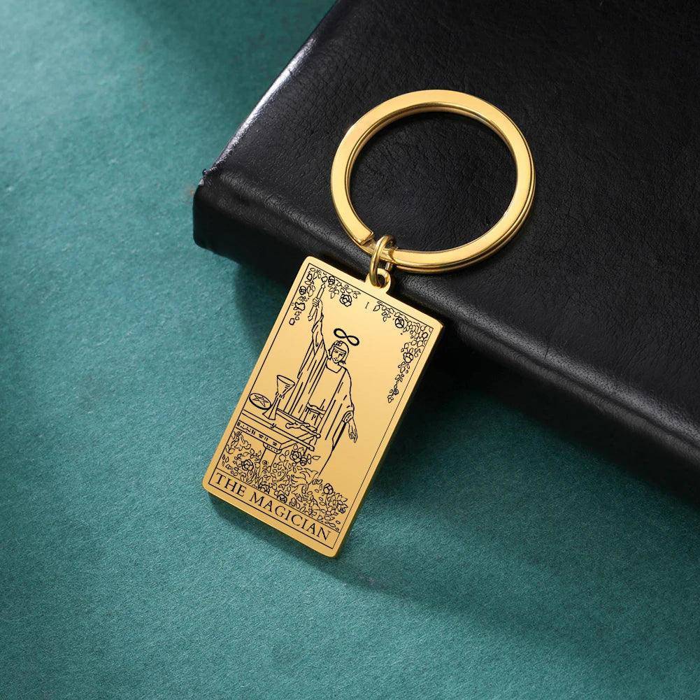 Classic Tarot Card Stainless Steel Tarnish Free Keychains - Tarot Treasures