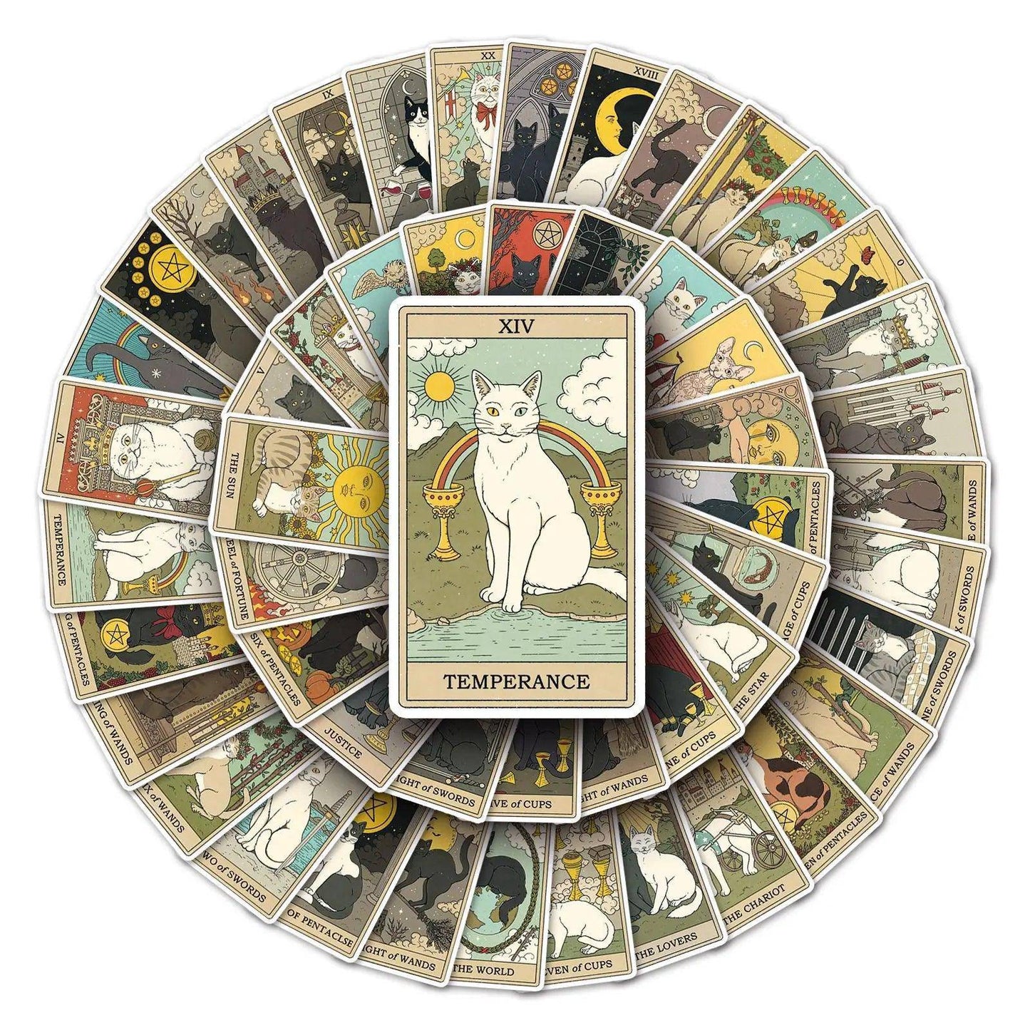 Vintage Classic Cat Style Tarot Stickers - Tarot Treasures