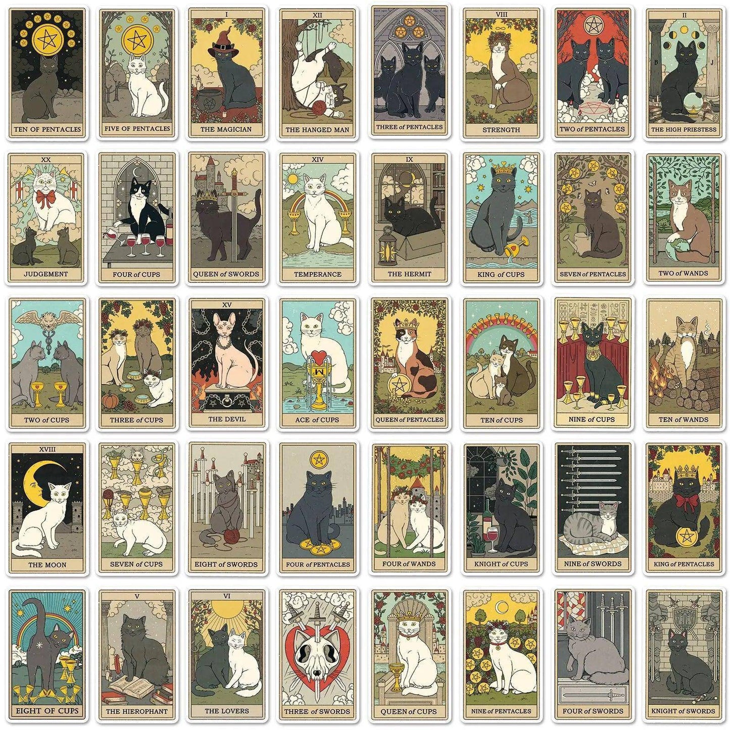 Vintage Classic Cat Style Tarot Stickers - Tarot Treasures