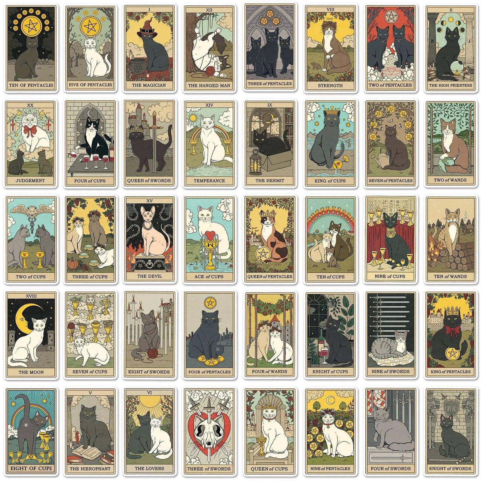 Vintage Classic Cat Style Tarot Stickers - Tarot Treasures