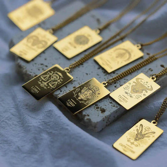 Zodiac Sign Stainless Steel Tarnish Free Pendant Necklace - Tarot Treasures
