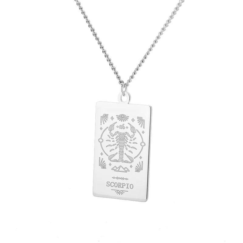 Zodiac Sign Stainless Steel Tarnish Free Pendant Necklace - Tarot Treasures
