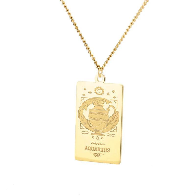 Zodiac Sign Stainless Steel Tarnish Free Pendant Necklace - Tarot Treasures