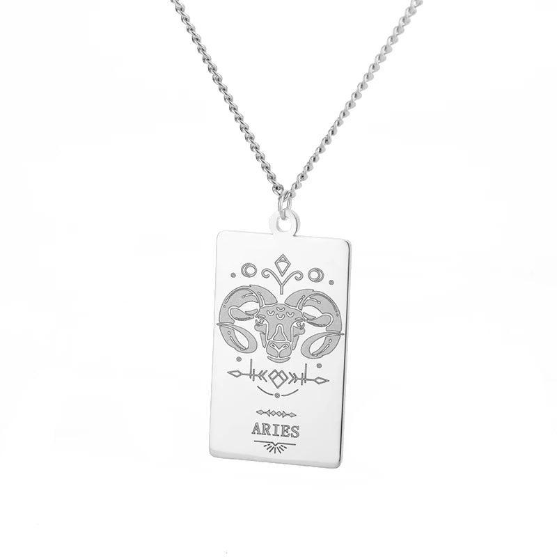 Zodiac Sign Stainless Steel Tarnish Free Pendant Necklace - Tarot Treasures