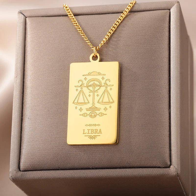 Zodiac Sign Stainless Steel Tarnish Free Pendant Necklace - Tarot Treasures