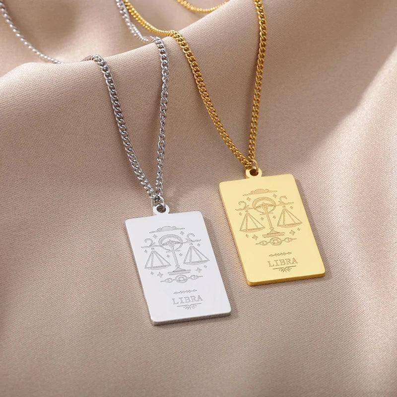 Zodiac Sign Stainless Steel Tarnish Free Pendant Necklace - Tarot Treasures