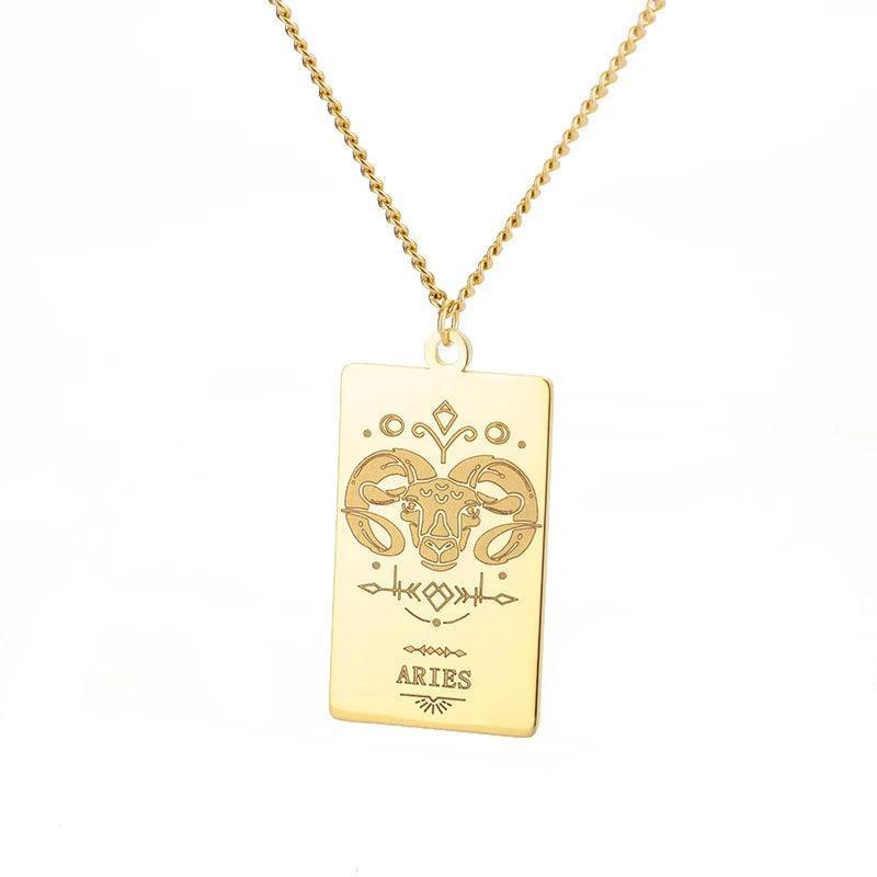 Zodiac Sign Stainless Steel Tarnish Free Pendant Necklace - Tarot Treasures