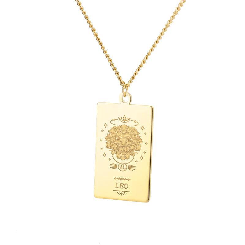 Zodiac Sign Stainless Steel Tarnish Free Pendant Necklace - Tarot Treasures