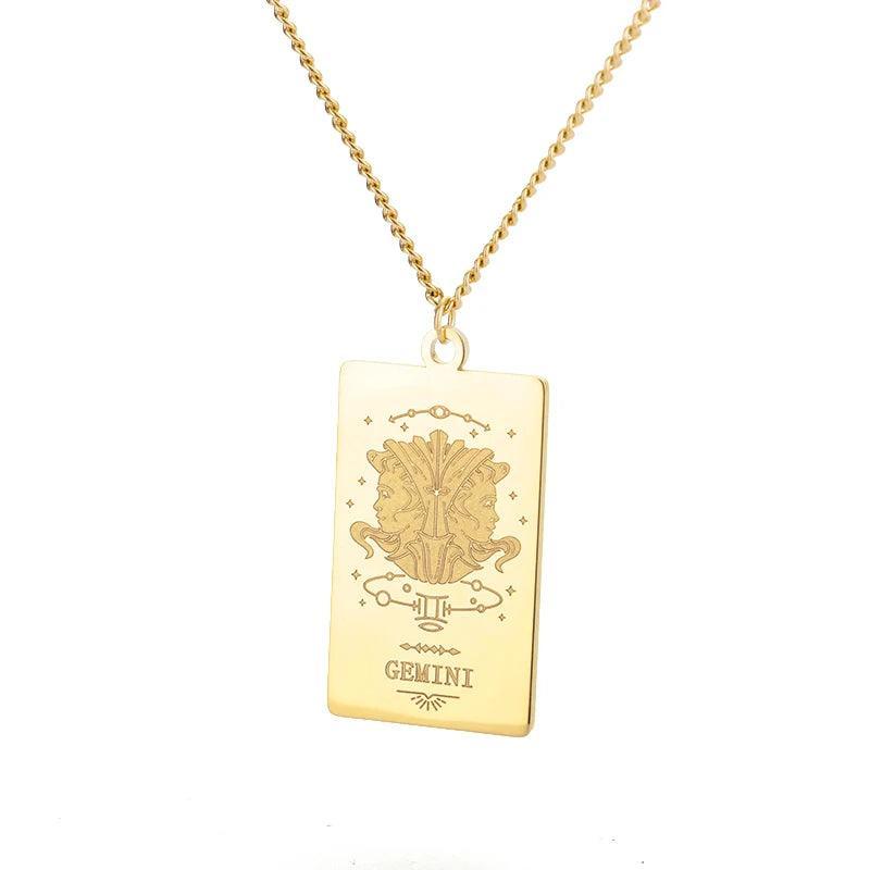 Zodiac Sign Stainless Steel Tarnish Free Pendant Necklace - Tarot Treasures