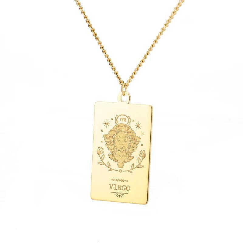 Zodiac Sign Stainless Steel Tarnish Free Pendant Necklace - Tarot Treasures