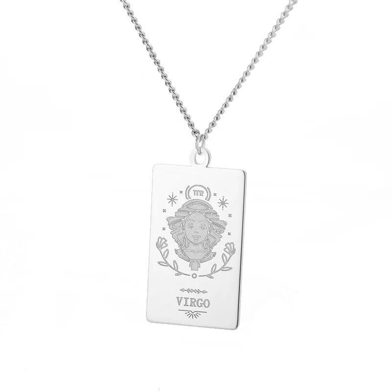 Zodiac Sign Stainless Steel Tarnish Free Pendant Necklace - Tarot Treasures