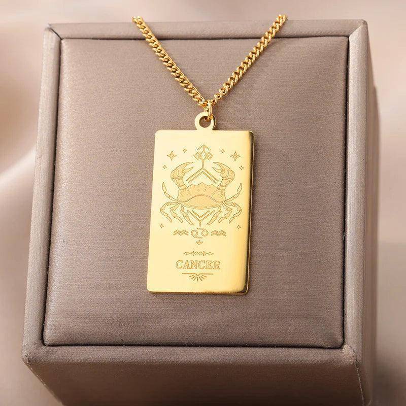 Zodiac Sign Stainless Steel Tarnish Free Pendant Necklace - Tarot Treasures