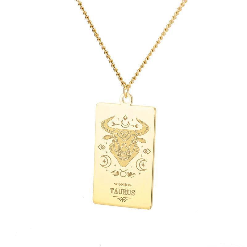 Zodiac Sign Stainless Steel Tarnish Free Pendant Necklace - Tarot Treasures