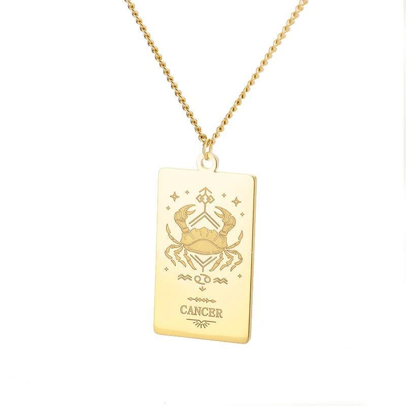 Zodiac Sign Stainless Steel Tarnish Free Pendant Necklace - Tarot Treasures