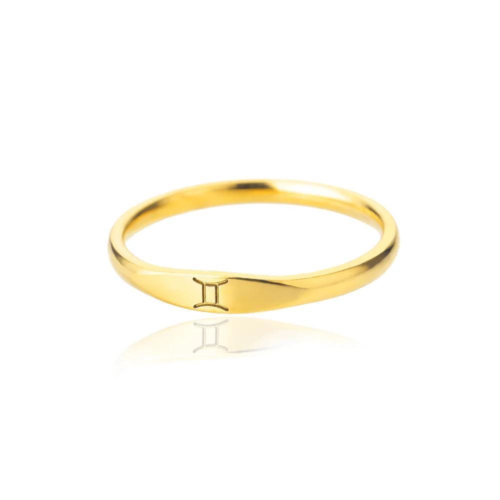 Zodiac Sign Stainless Steel Tarnish Free Ring - Tarot Treasures