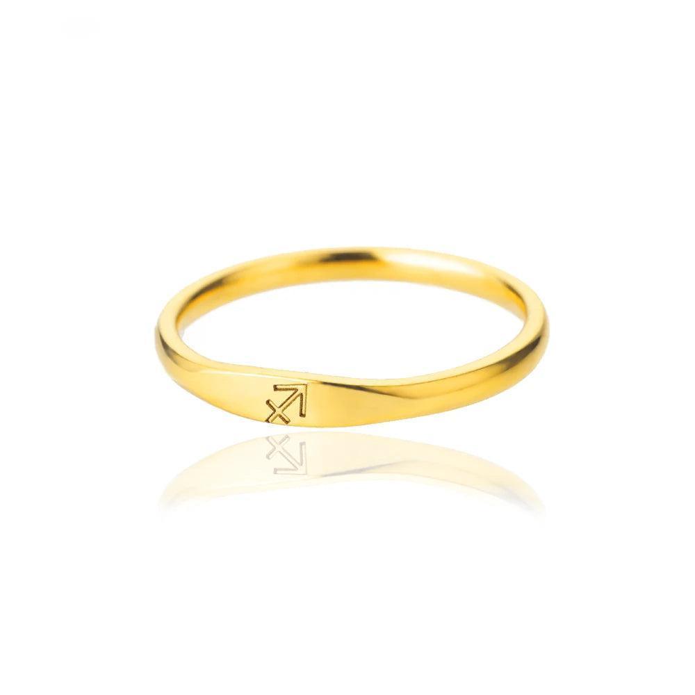 Zodiac Sign Stainless Steel Tarnish Free Ring - Tarot Treasures