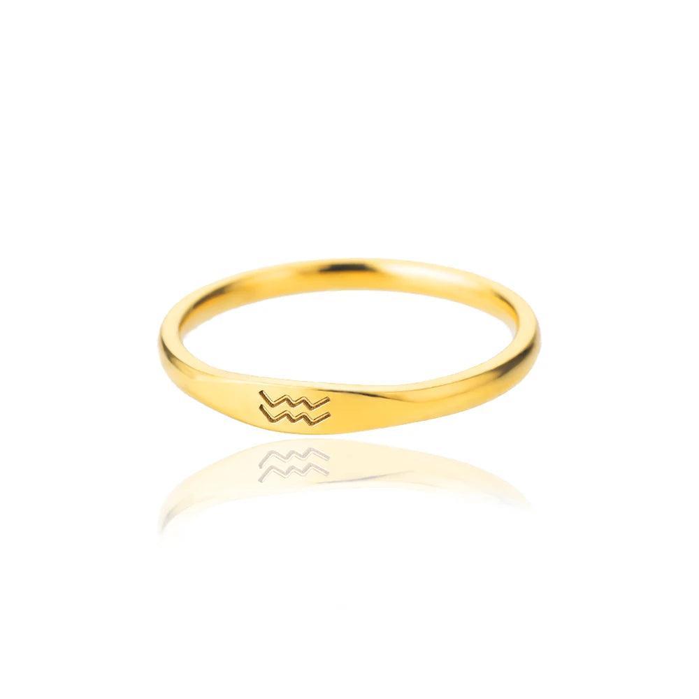 Zodiac Sign Stainless Steel Tarnish Free Ring - Tarot Treasures