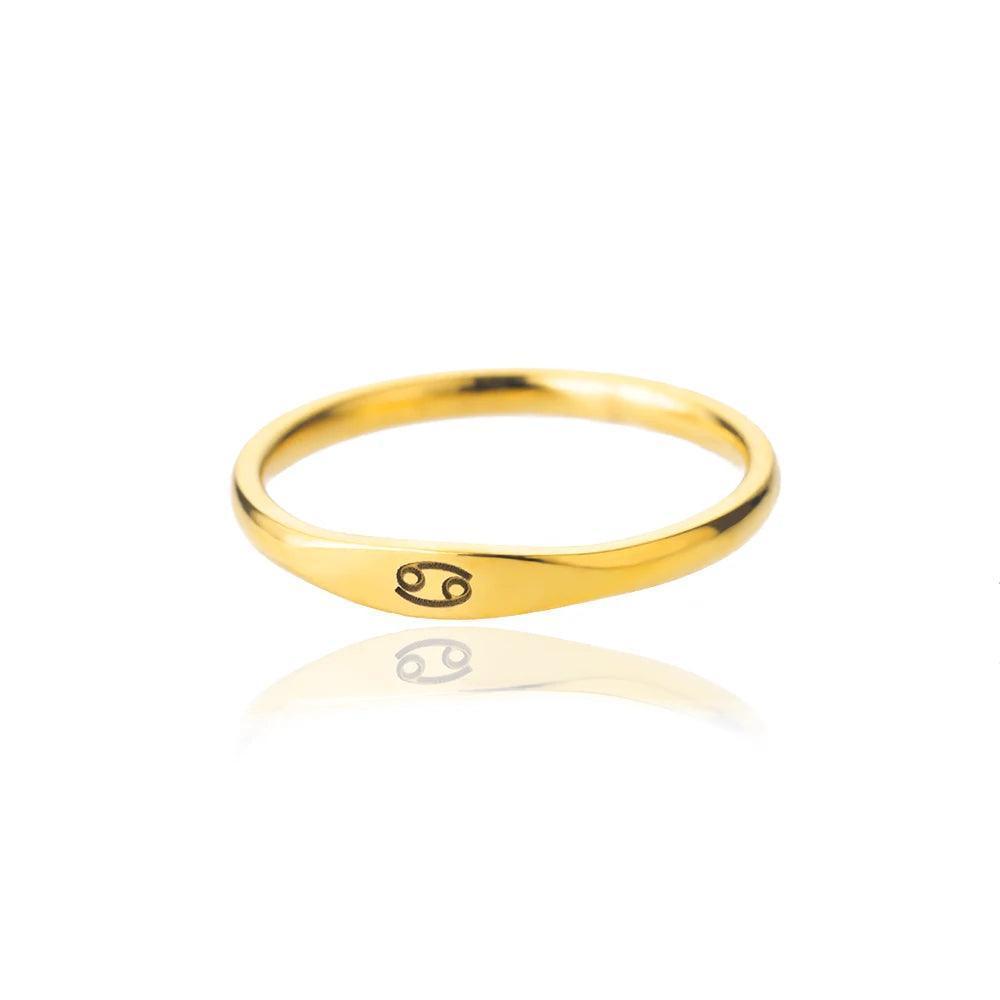 Zodiac Sign Stainless Steel Tarnish Free Ring - Tarot Treasures
