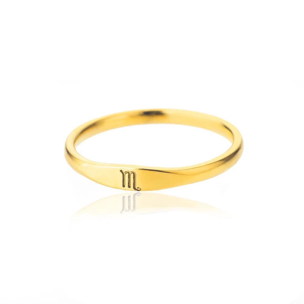 Zodiac Sign Stainless Steel Tarnish Free Ring - Tarot Treasures