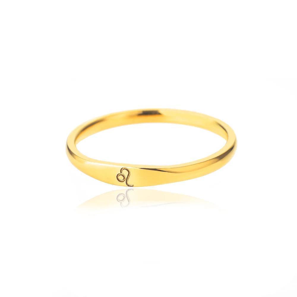 Zodiac Sign Stainless Steel Tarnish Free Ring - Tarot Treasures