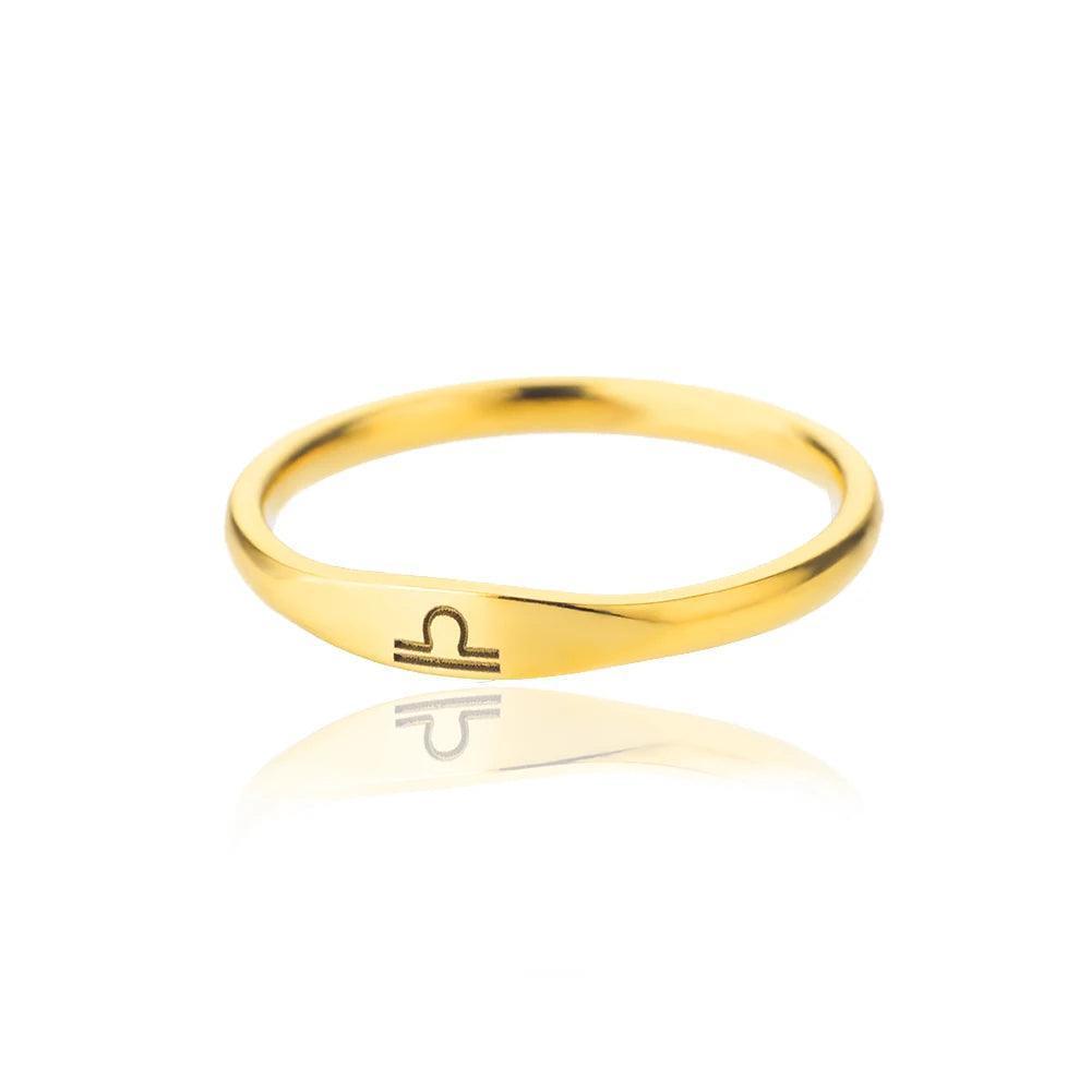 Zodiac Sign Stainless Steel Tarnish Free Ring - Tarot Treasures