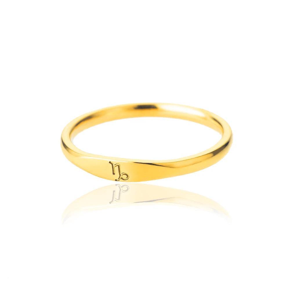 Zodiac Sign Stainless Steel Tarnish Free Ring - Tarot Treasures