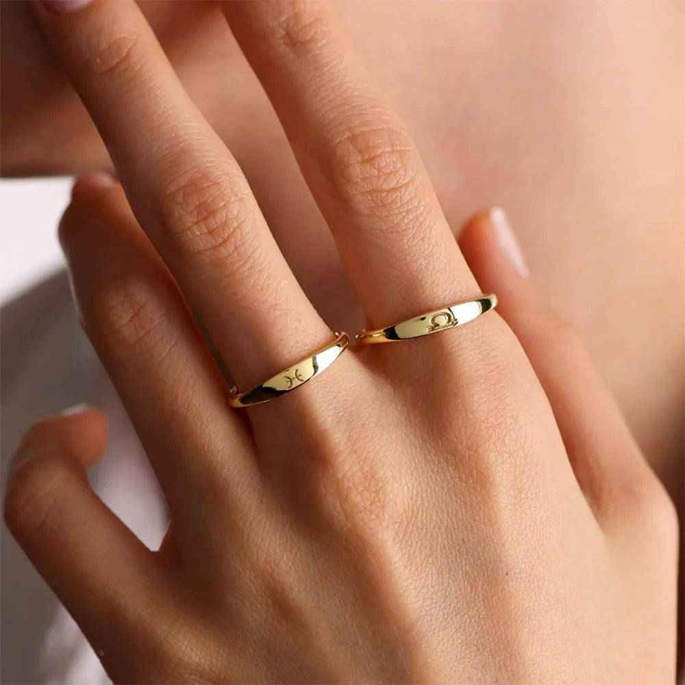 Zodiac Sign Stainless Steel Tarnish Free Ring - Tarot Treasures