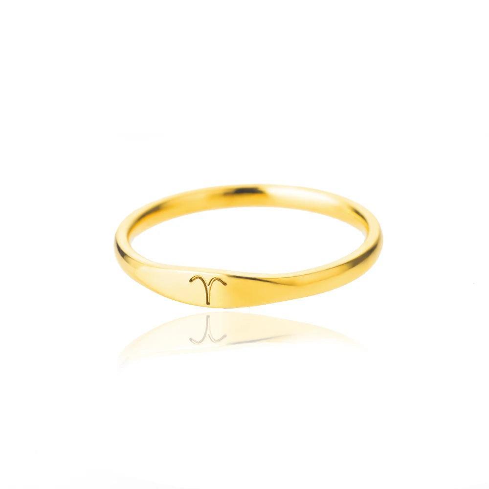 Zodiac Sign Stainless Steel Tarnish Free Ring - Tarot Treasures