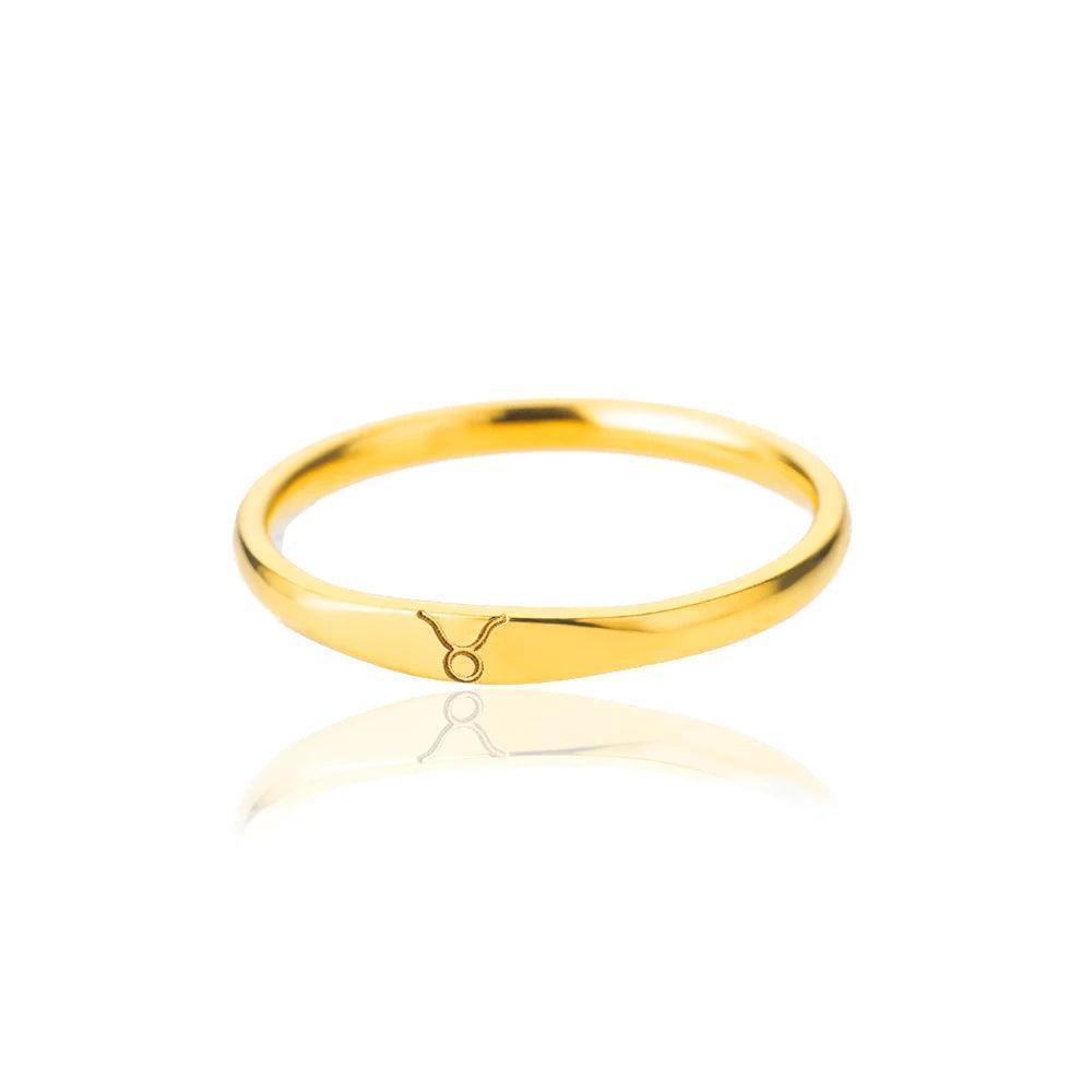 Zodiac Sign Stainless Steel Tarnish Free Ring - Tarot Treasures